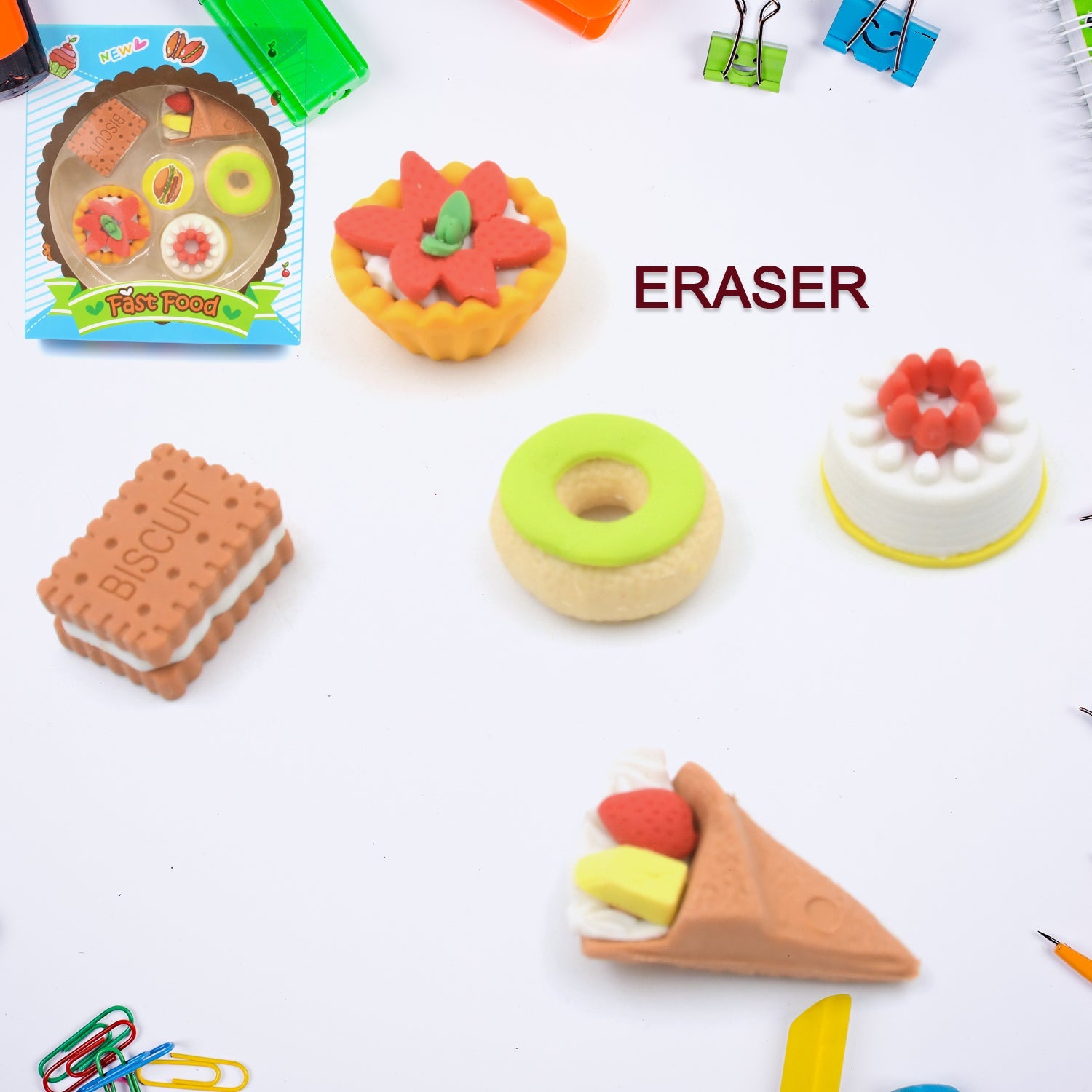 3D Fast Food Erasers Set, Cute Mini Colorful Erasers for Kids Gift & School (5 Pcs) 3D Fast Food Erasers Set, Cute Mini Colorful Erasers for Kids Gift & School (5 Pcs)